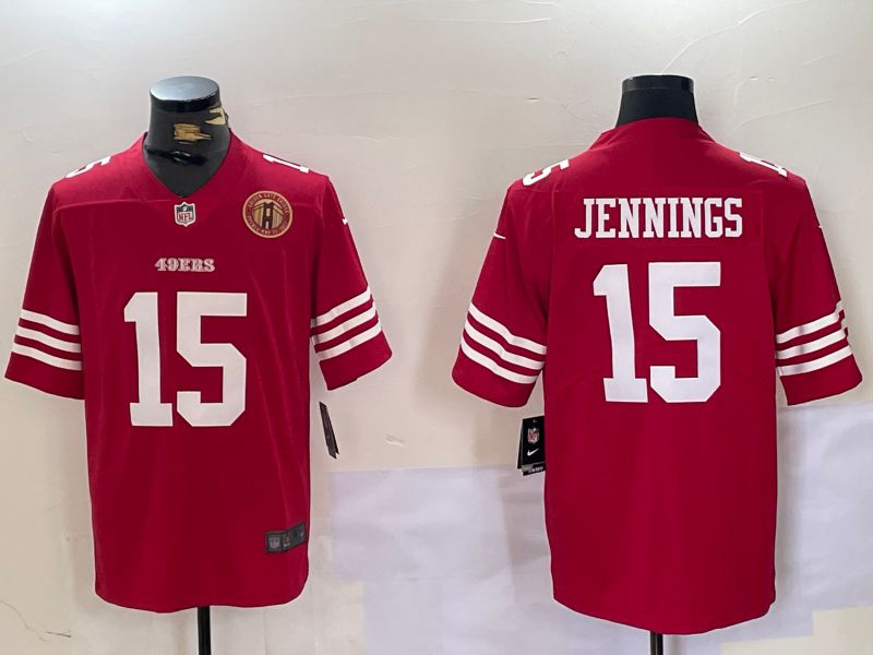 Men San Francisco 49ers #15 Jennings Red 2024 Nike Vapor Limited NFL Jersey style 1